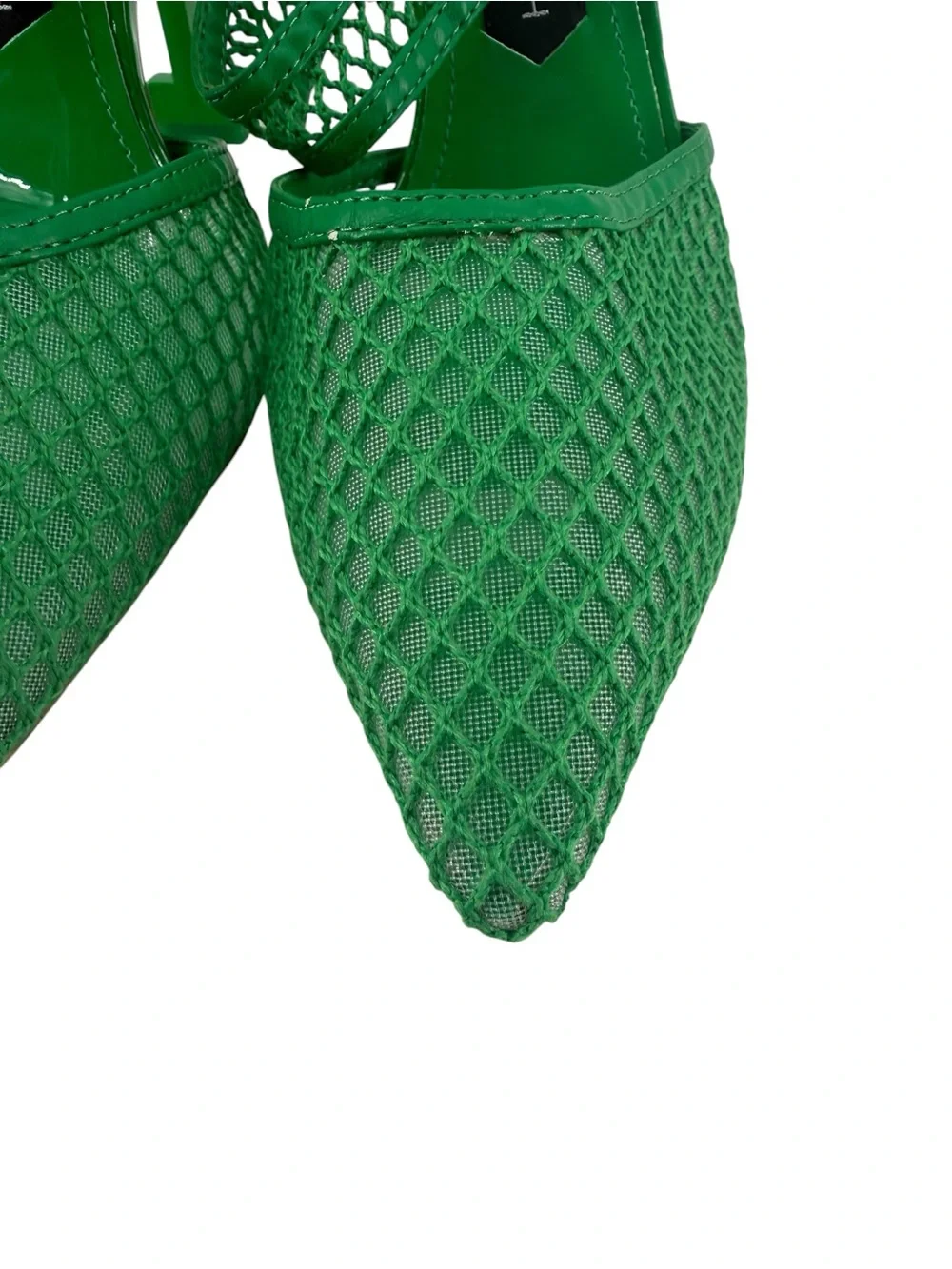 Jessica Rich Bright Green Fishnet 4” Stiletto Pointed Toe Heels NWOB EU41 US 10